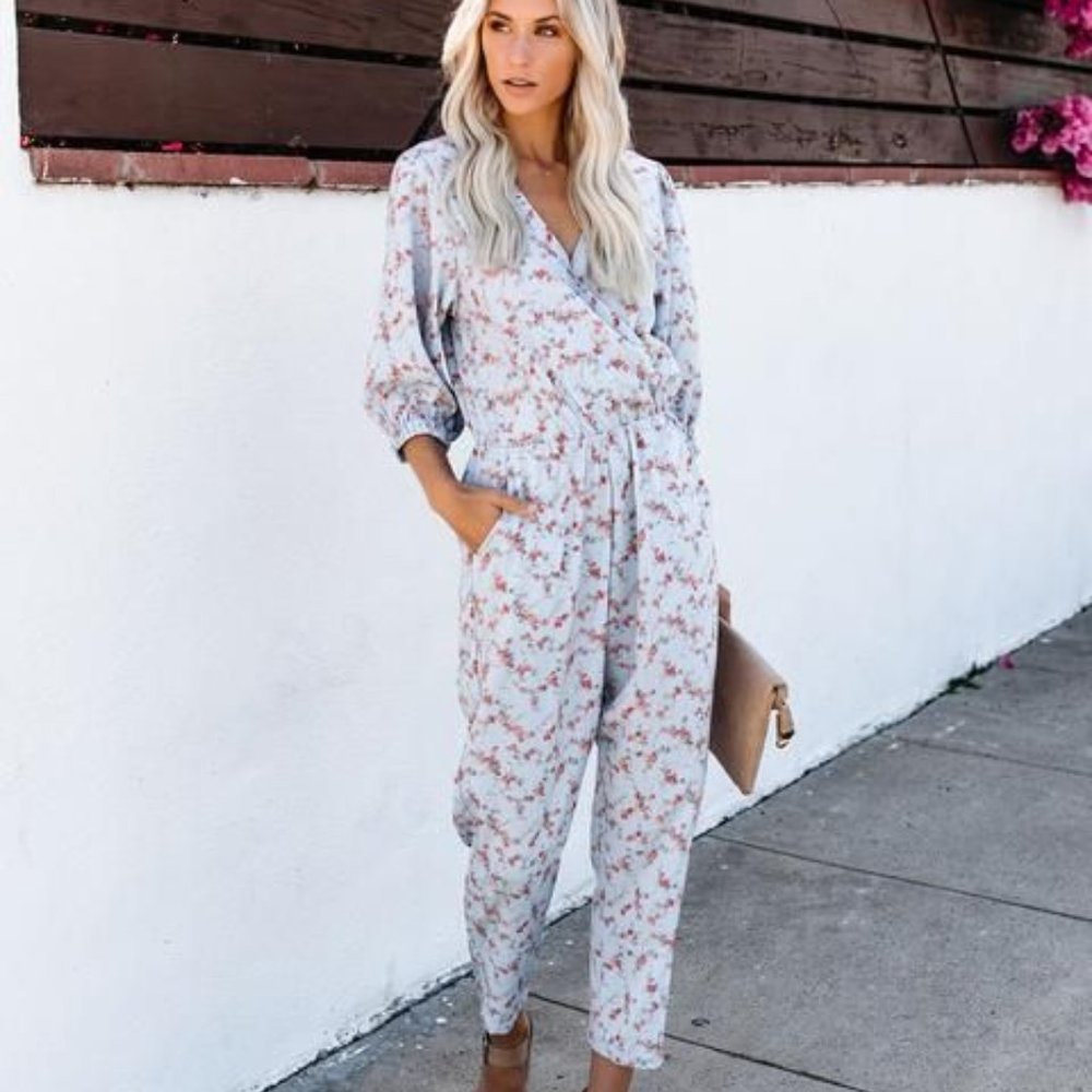 Vici Jumpsuit Romper Blue Floral Cottagecore Boho Size M